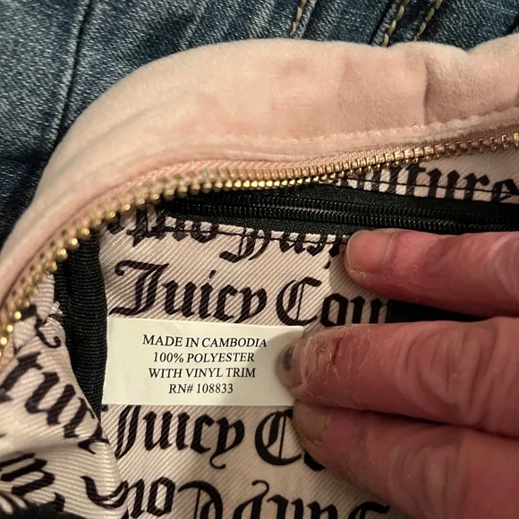 NWT Juicy Couture Velour Heritage Crossbody Bag Dusty Blush Pink Logo - Picture 6 of 9